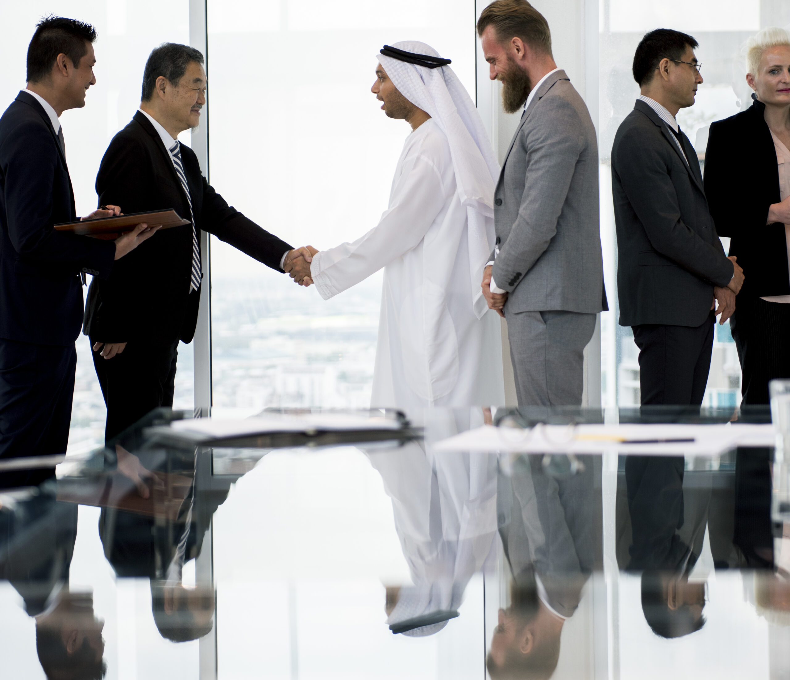 Business Partners Introductionary Handshake Bow